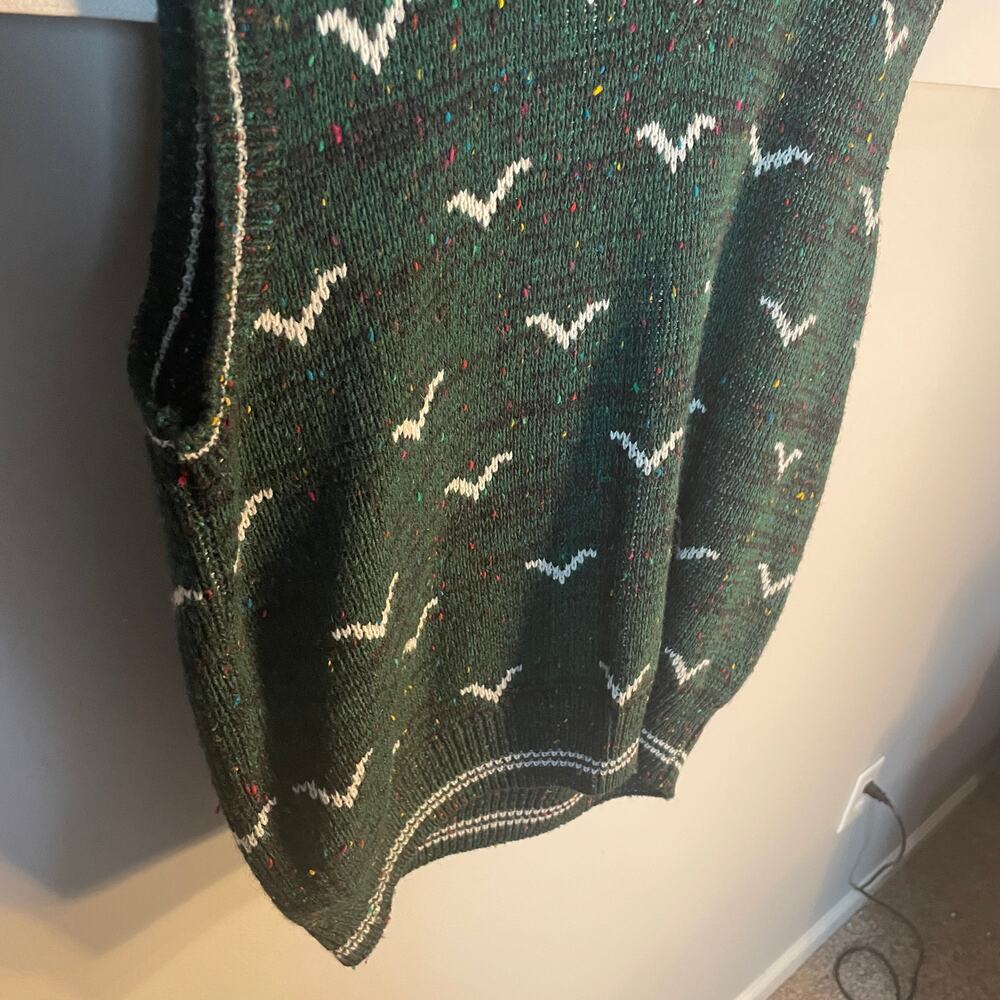 VNTG Carson Pirie Scott Green Wool Blend Knit Sweater Vest Men's SZ Large 90s - Picture 5 of 11
